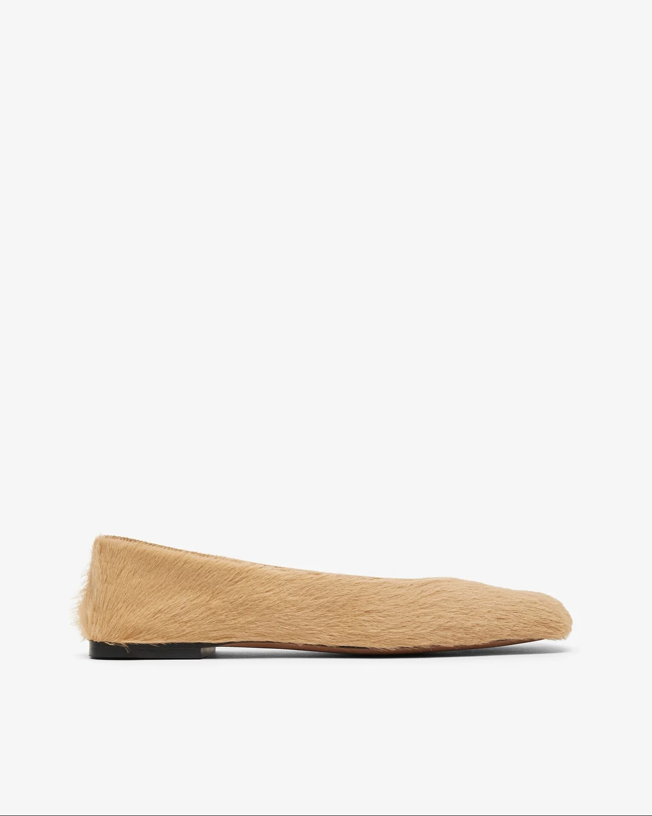 Square Ballet Flats - Beige Pony Hair