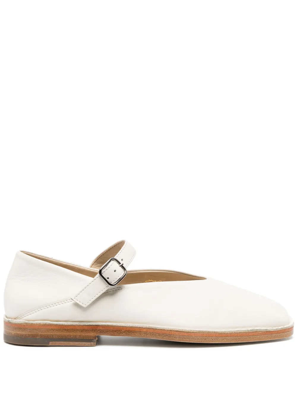 Square-toe Ballet Flats - White Lambskin