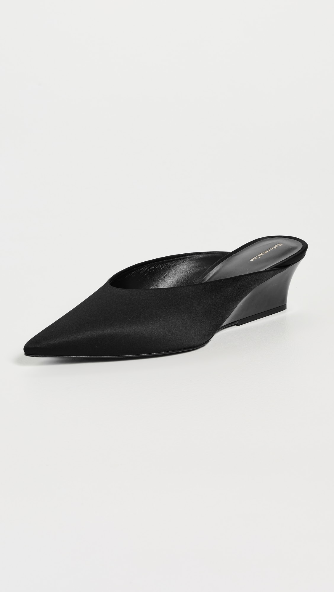 Marilyn Wedge Mules – Black Leather
