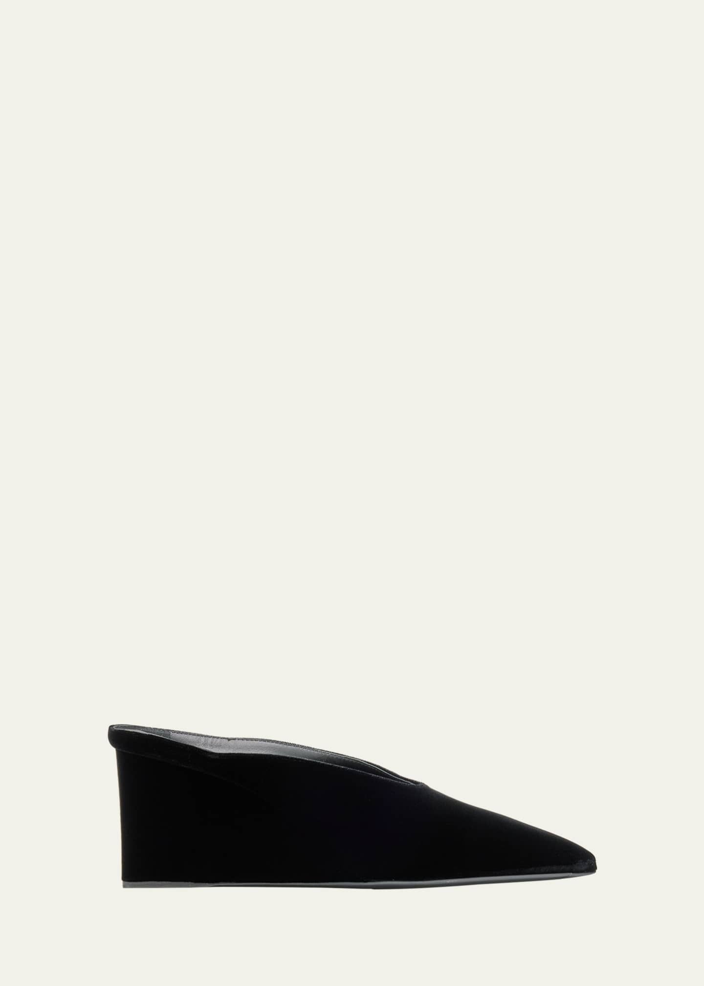 Cube Velvet Wedge Mules