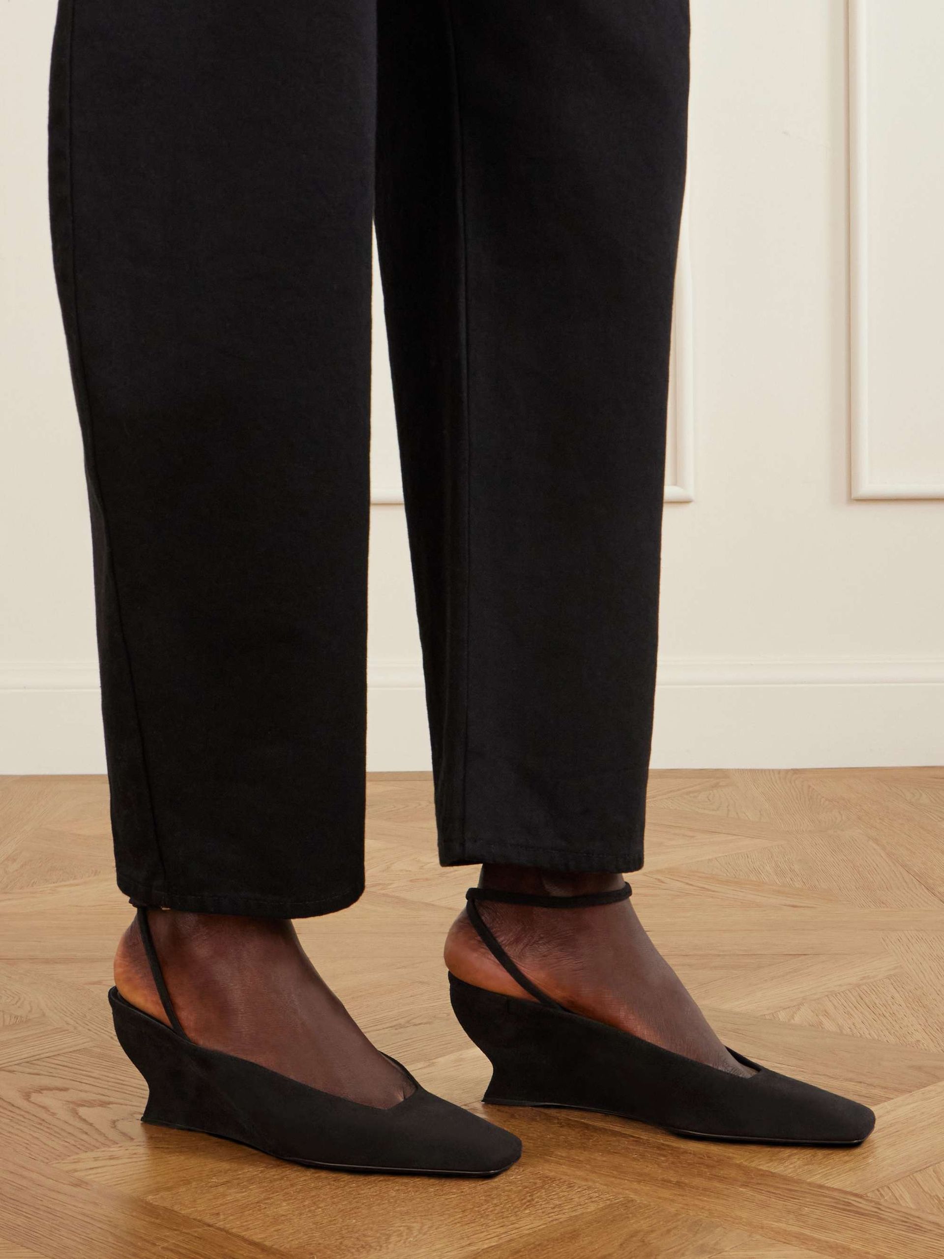 Suede Wedged Mules