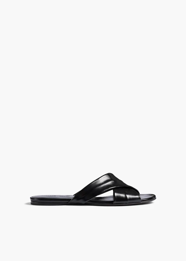Liria Flat Sandal in Black Leather