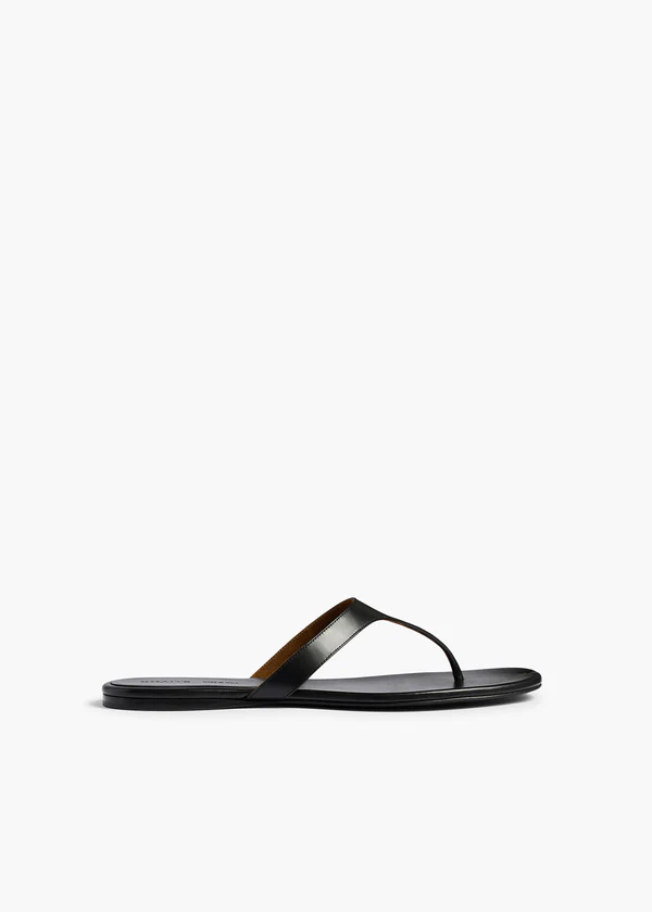 Archer Thong Sandal in Black Leather