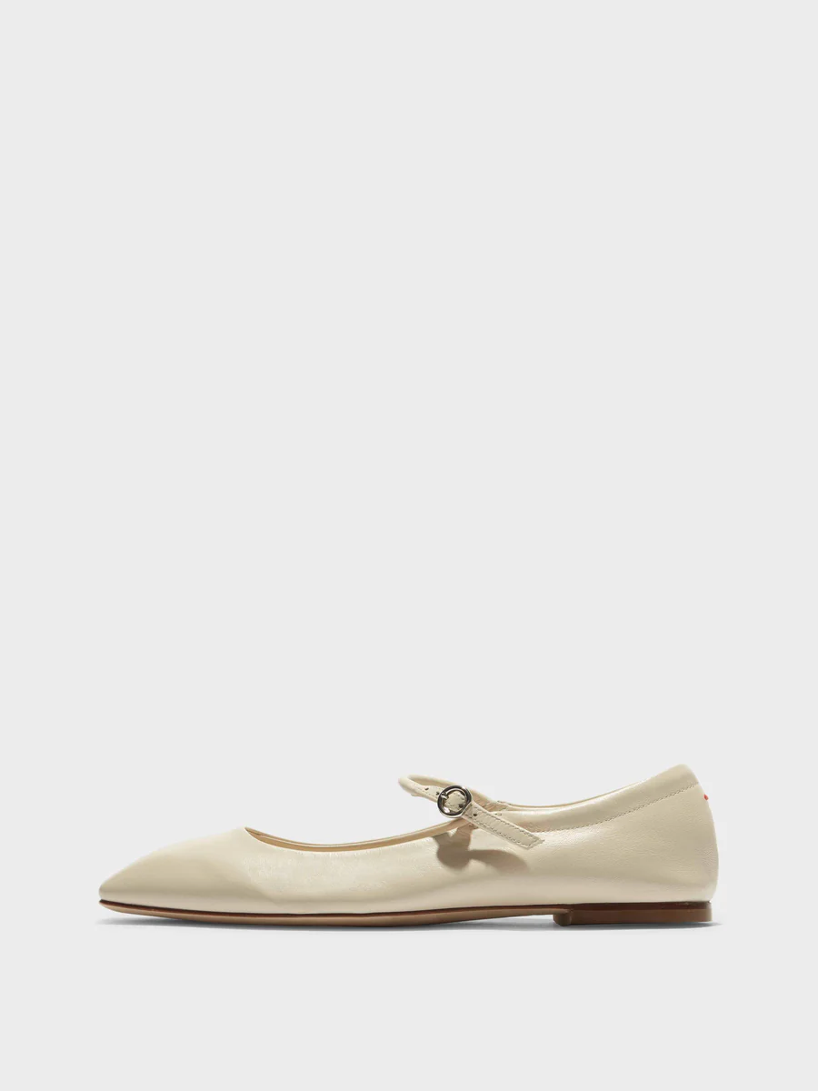 Uma Nappa Leather Mary Jane Flat - Creamy