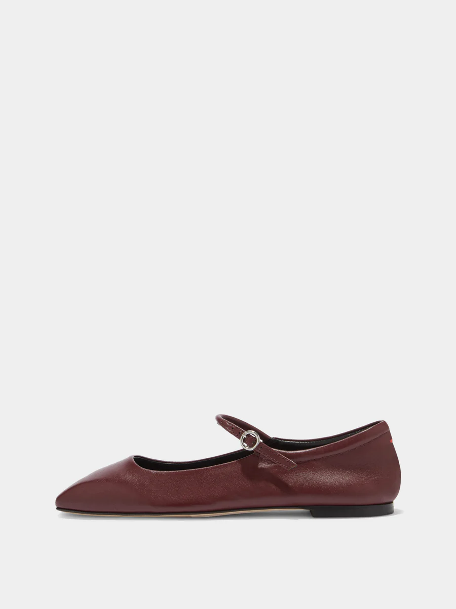 Uma Nappa Leather Mary Jane Flat - Port
