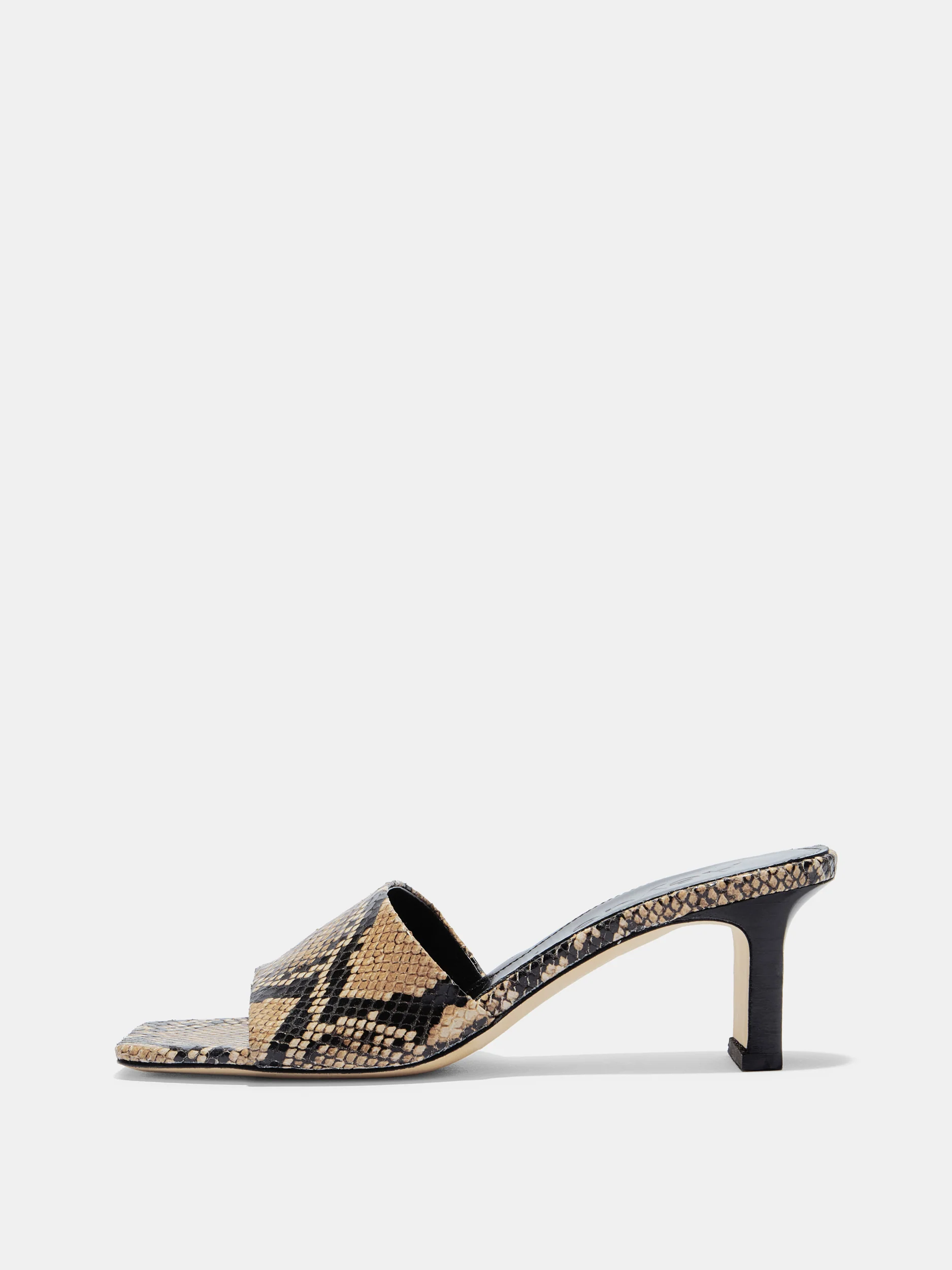 Jessie Snake-Print Calf Leather Heeled Sandal - Hazelnut