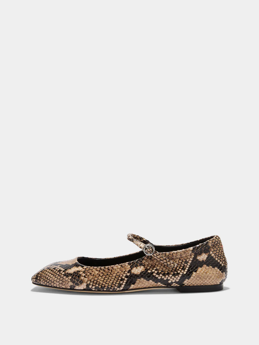 Uma Snake-Print Calf Leather Mary Jane - Hazelnut